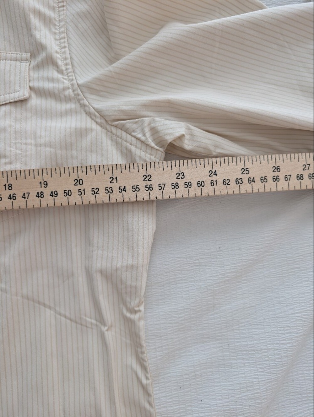 Men's Poncho Slim Fit Pearl snap - Cream Pinstripe - Picture 7 of 8